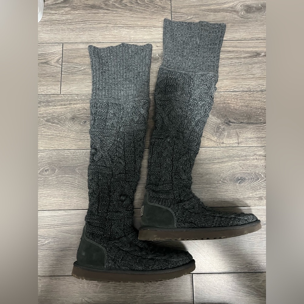 Uggs boots Cozy Gray Knit Over-the-Knee Boots - Picture 2 of 5
